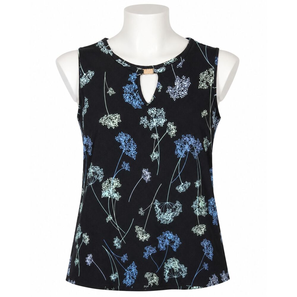 Carolyn Taylor Women’s Floral Sleeveless Top Size M Black Blue Green
